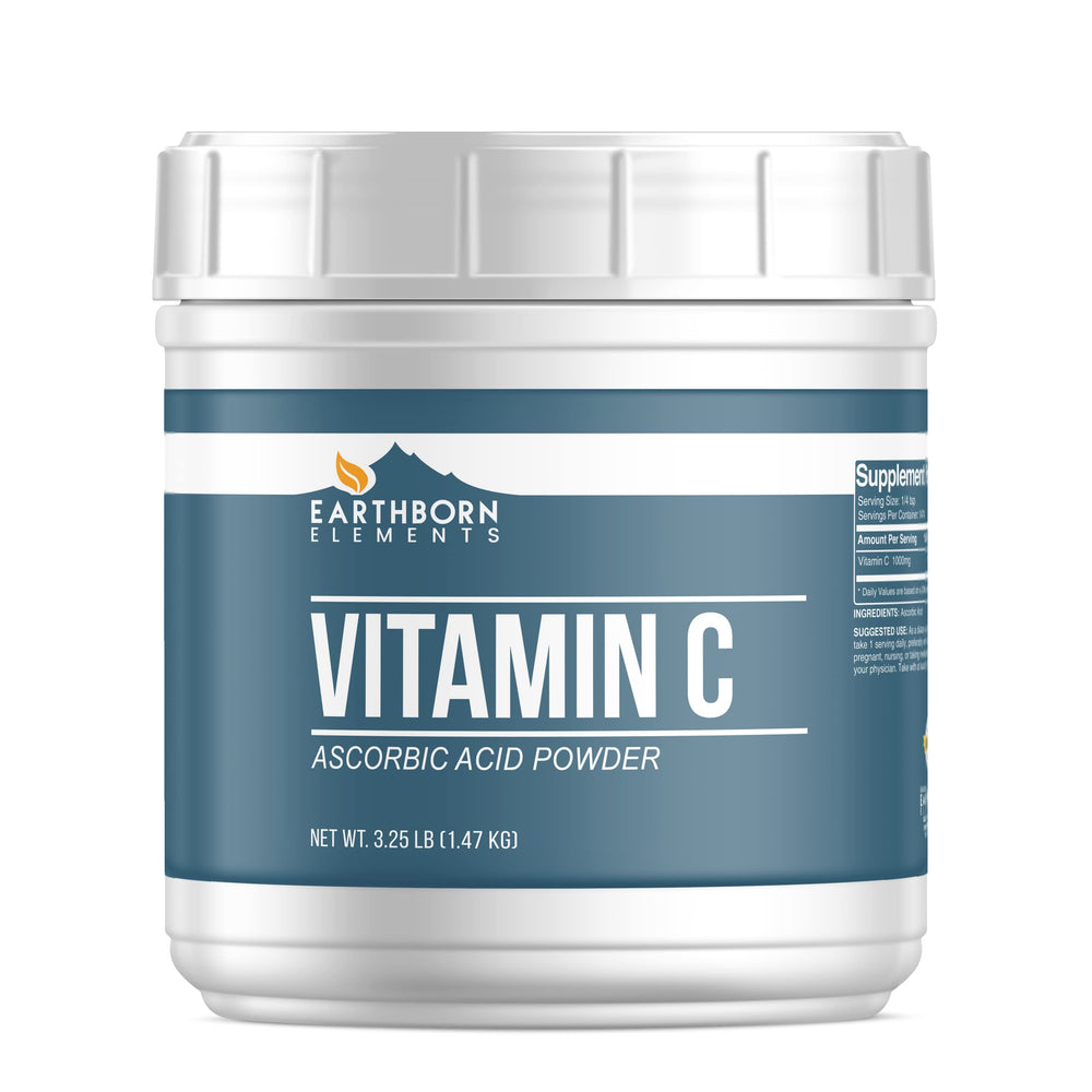 Earthborn Elements Vitamin C powder in a resealable 3.25 lb bucket