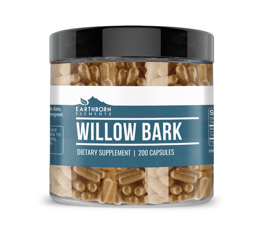 Earthborn Elements Willow Bark Extract Capsules bottle with label