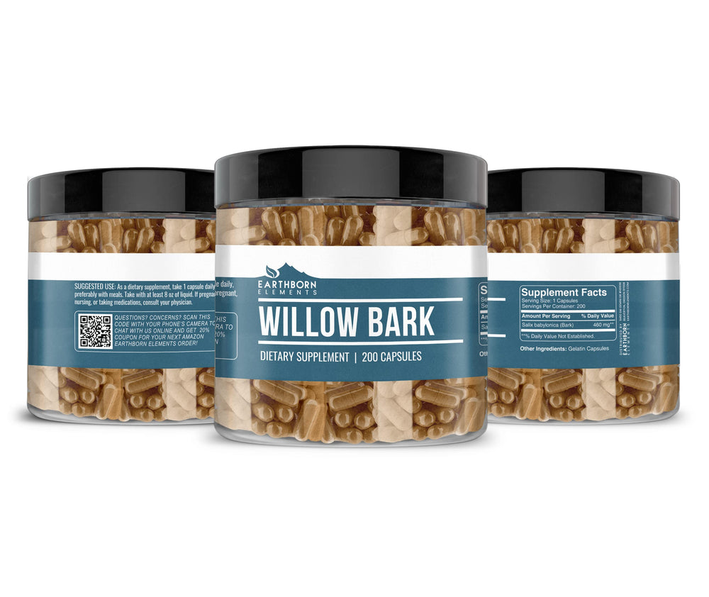 USA-encapsulated Earthborn Elements Willow Bark Extract capsules