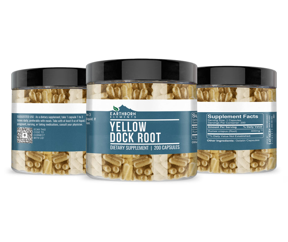Close-up of Yellow Dock Root capsules