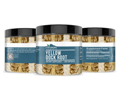 Close-up of Yellow Dock Root capsules