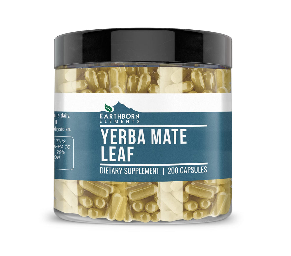 Earthborn Elements Yerba Mate Leaf Capsules bottle on white background