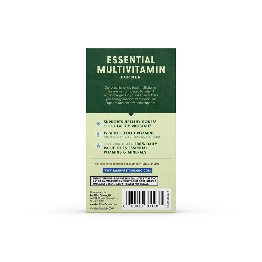 Eco-friendly packaging and sustainability claim for EarthFirst Men’s Multi