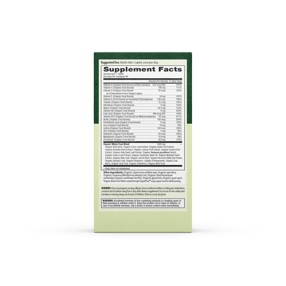 Nutrition facts panel of EarthFirst Women’s Multi