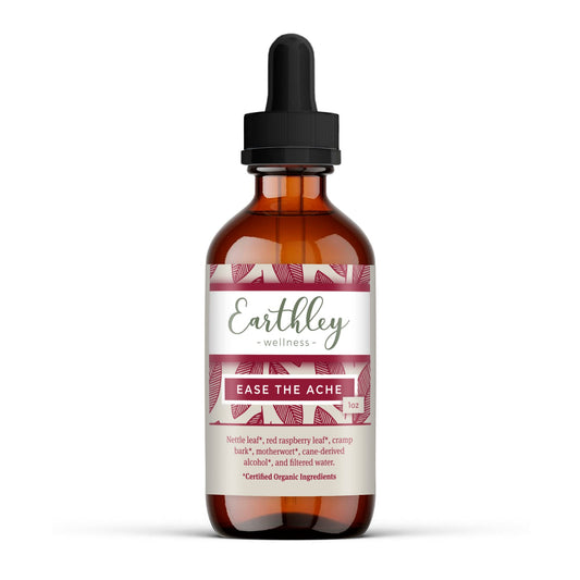 Front view of Earthley Ease The Ache 1oz bottle
