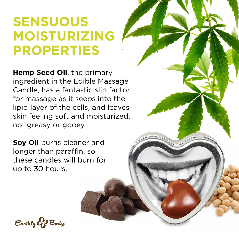 Earthly Body edible massage candle chocolate-liquid pour offers warm massage oil