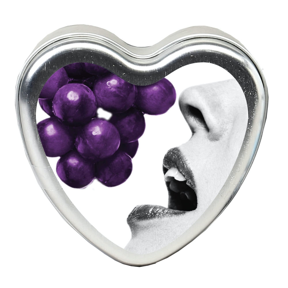 4 oz Earthly Body Edible Massage Candle in grape scent with spoon