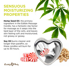 Packaging front label for Earthly Body Edible Massage Candle Mint 4 oz