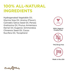 Earthly Body vanilla candle used as lotion during skincare ritual.