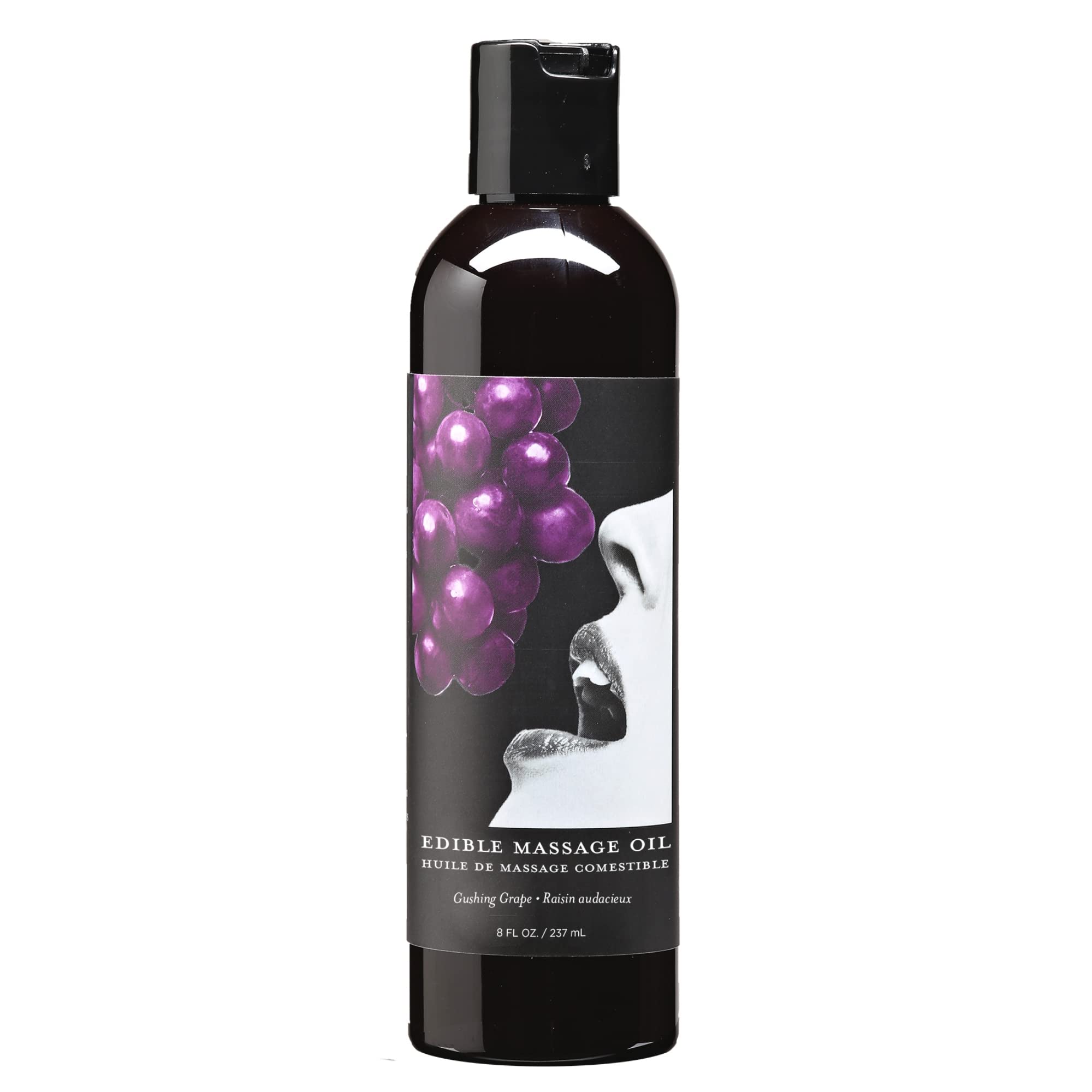 Earthly Body Edible Massage Oil Grape 8 oz bottle against white background