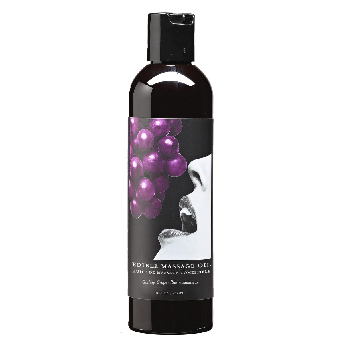 Earthly Body Edible Massage Oil Grape 8 oz bottle against white background