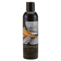 Front view of Earthly Body Edible Massage Oil Mango 8oz bottle