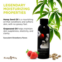 Front packaging of Earthly Body Edible Massage Oil Strawberry