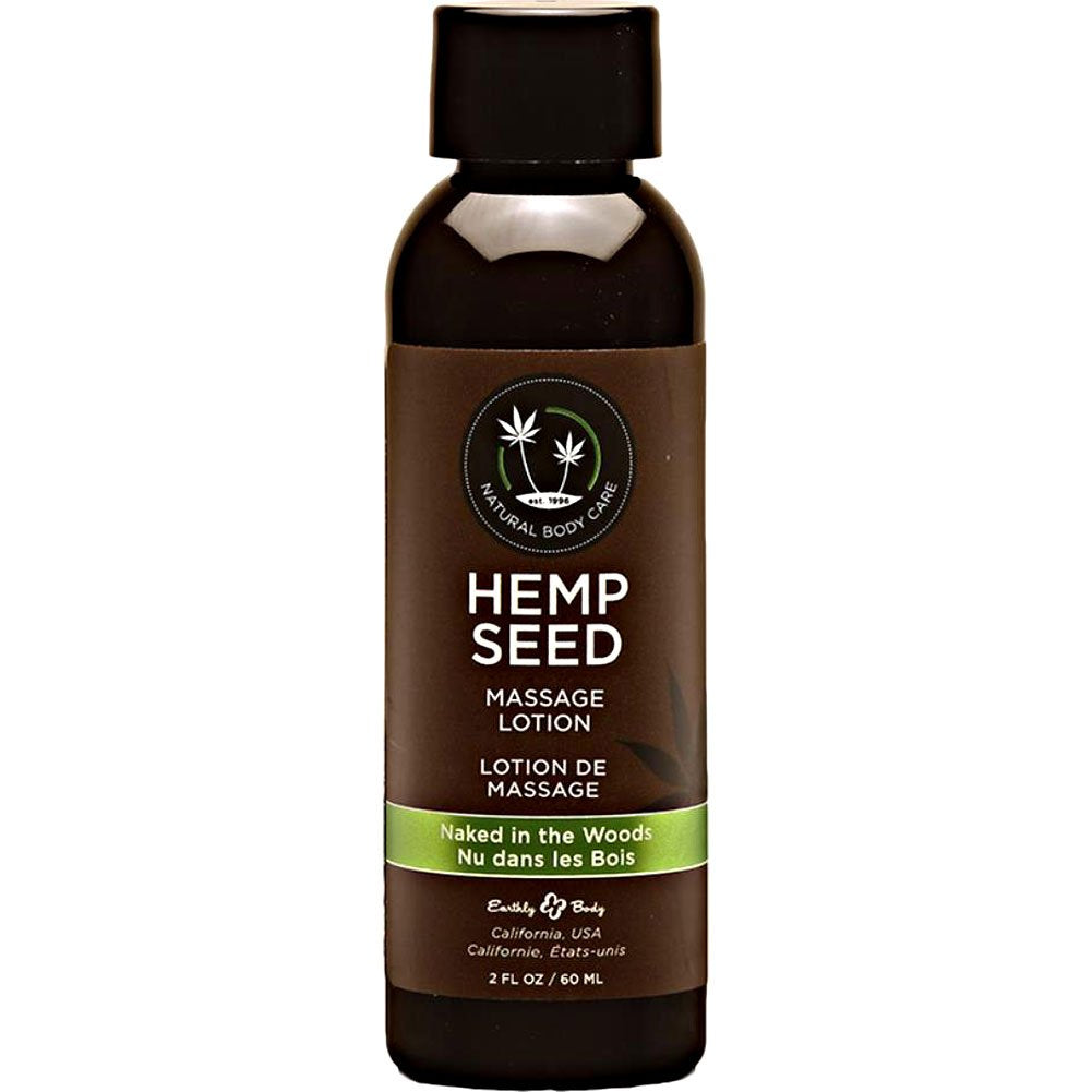 Earthly Body Hemp Seed Massage Lotion Naked in the Woods bottle 2.0 oz