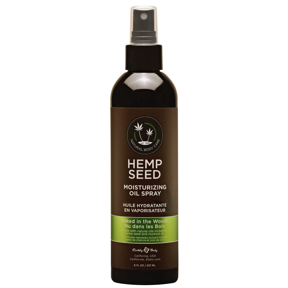 Earthly Body Naked in The Woods Glow Massage Oil Spray bottle front view 8 oz