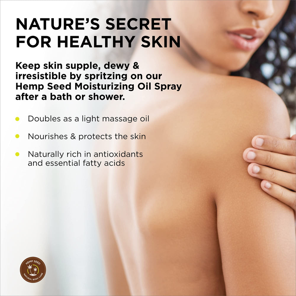 Close up of Glow Massage Oil Spray label Naked in The Woods