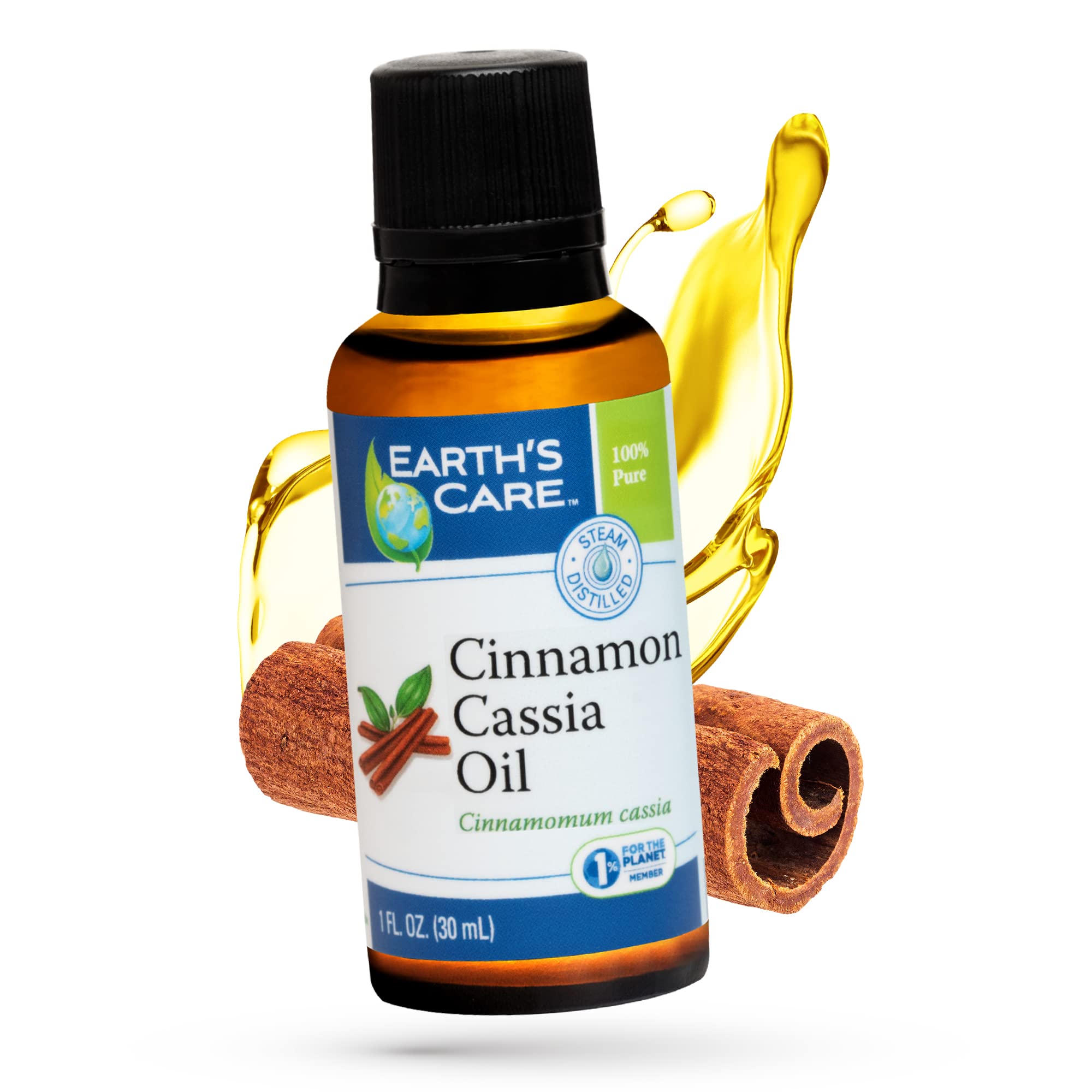 Earth's Care Cinnamon Cassia Oil bottle for pure aroma diffusion.