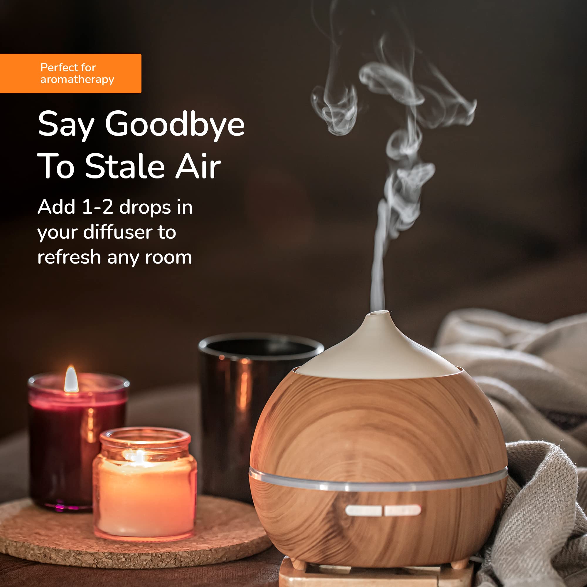 Earth's Care Cinnamon Cassia Oil diffuser setup creating warm ambiance.