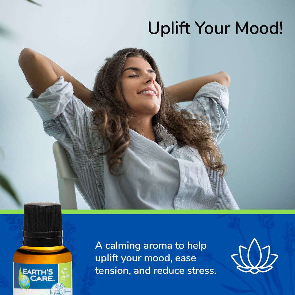 Earth's Care Lavender Oil diffuser-ready scene supports mood calm and focus