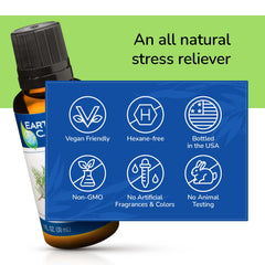Earth's Care Tea Tree Oil natural scene with leaves and bottle.