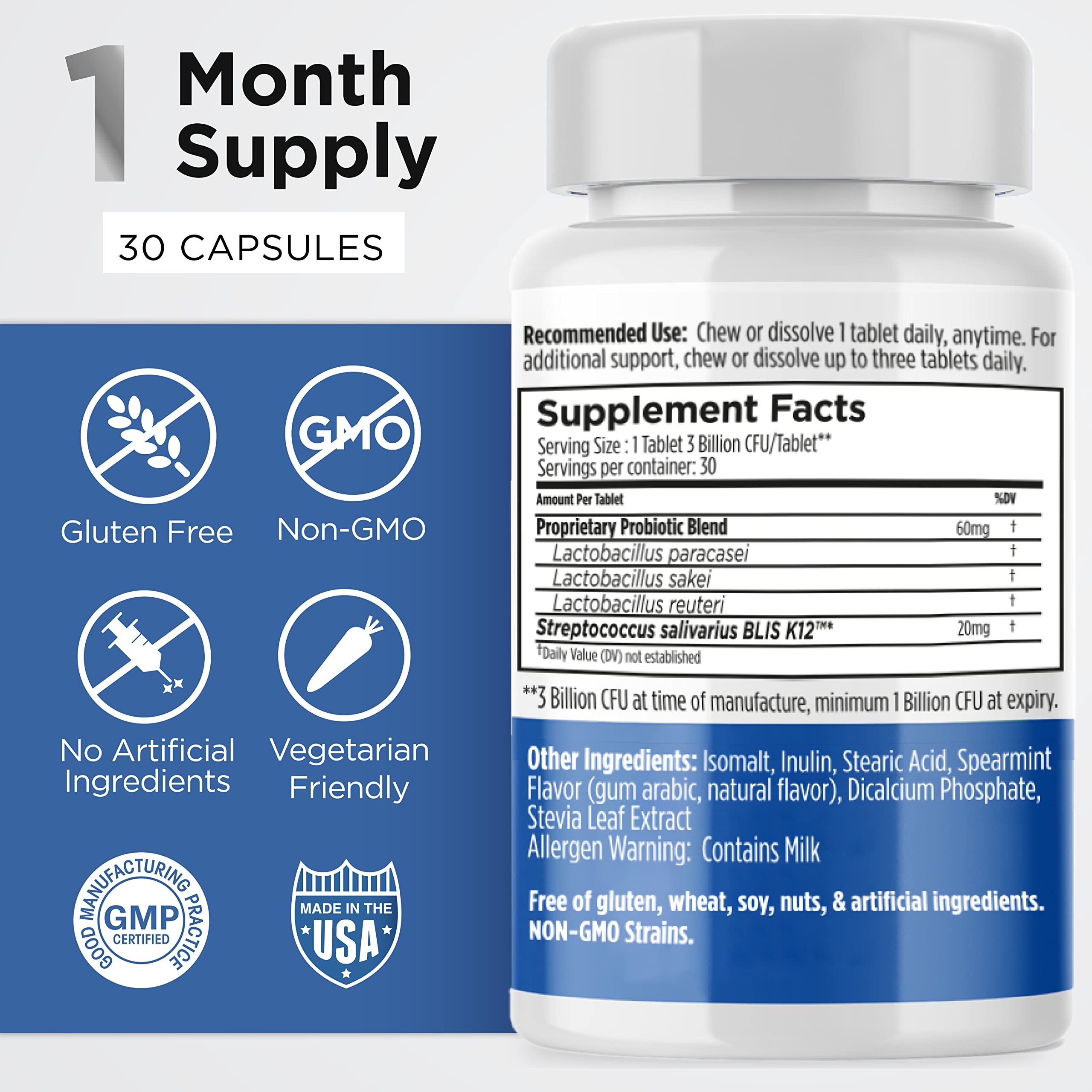 Close-up of Earth's Pearl Probiotic capsules with BLIS K12