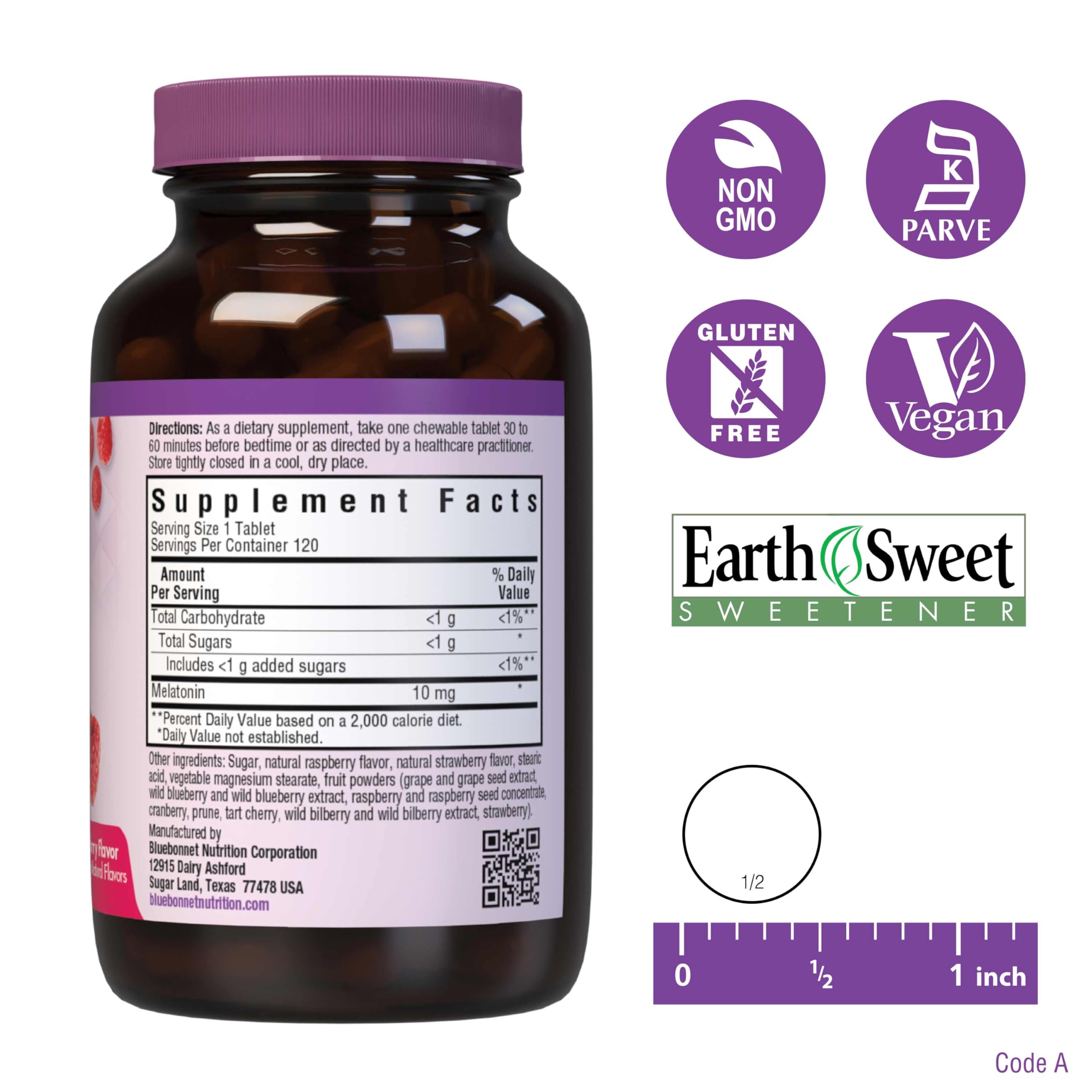 Close-up of EarthSweet Melatonin chewable tablets