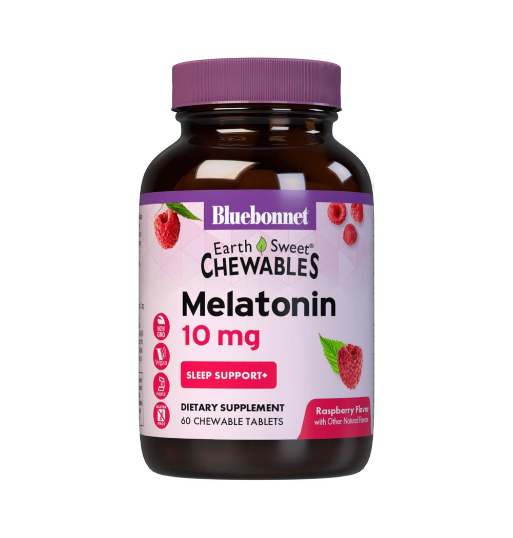 EarthSweet Melatonin 10 mg Raspberry chewables bottle front