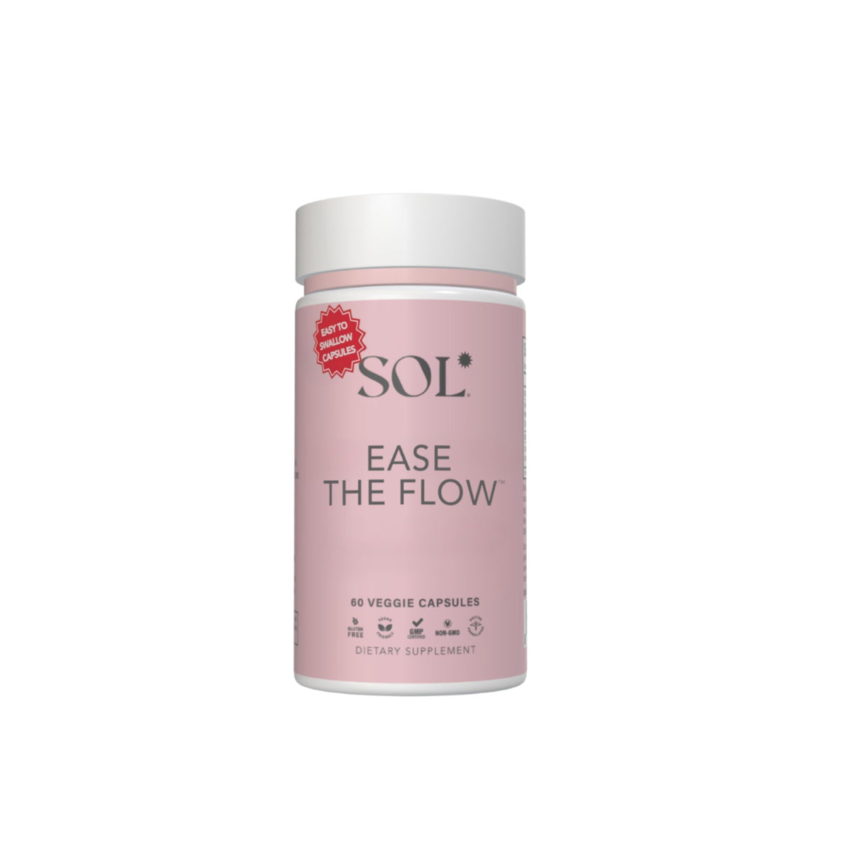 Ease The Flow bottle and SOL Nutrition label