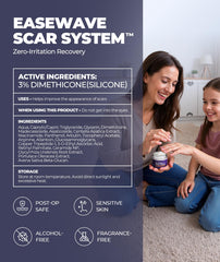 EaseWave silicone scar gel ingredients visual highlight silicone plus soothing botanicals