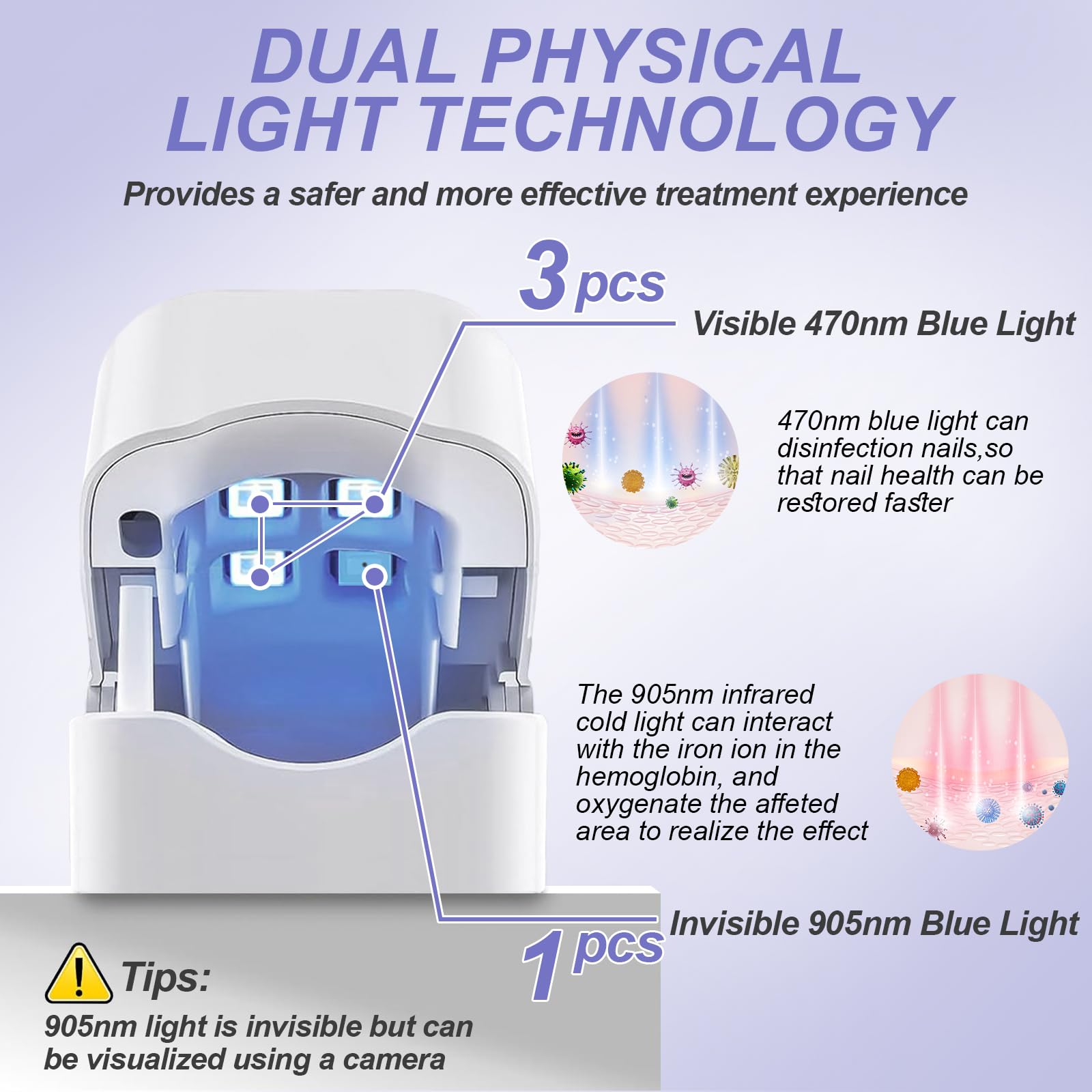 The easheal nail fungus laser device LED therapy diodes enable targeted blue and infrared light treatment.