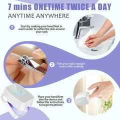 The easheal nail fungus laser device usage step 2 demonstrates gentle nail exposure.