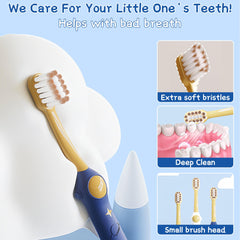 EASICUTI 8-pack space-themed toddler toothbrushes white variant