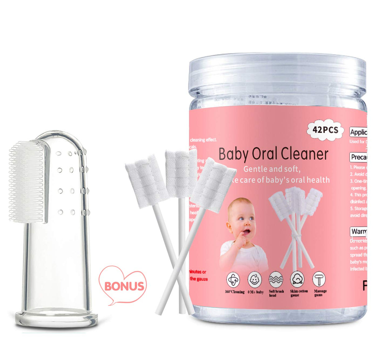 EASICUTI Baby Tongue Cleaner - 42Pcs Disposable Infant Toothbrush