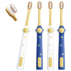 EASICUTI 4-pack extra-soft kids toothbrushes in space-themed blue and white.