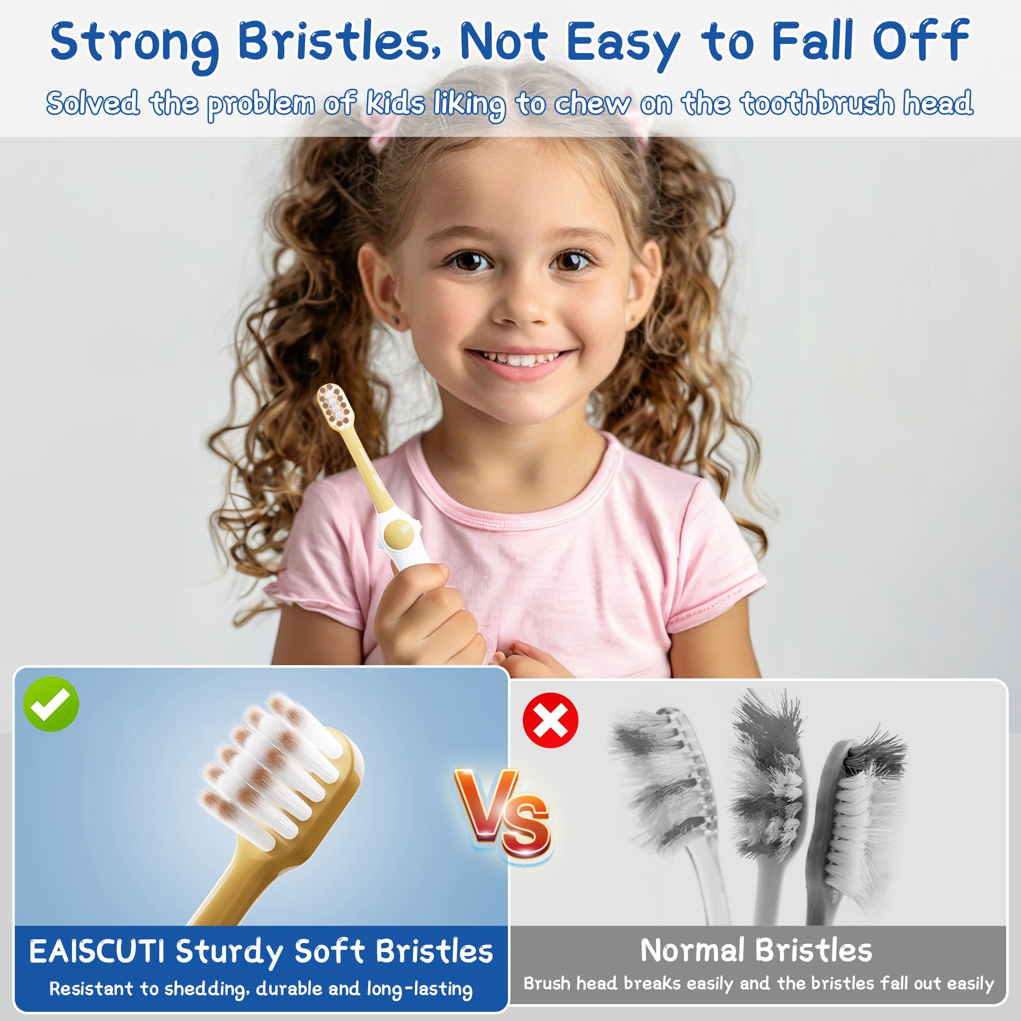 Non-slip silicone handle for easy grip by little hands.
