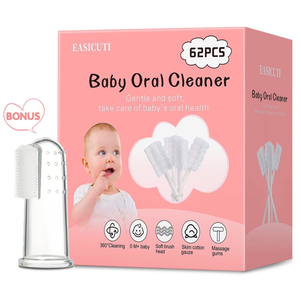 EASICUTI 62-piece baby tongue cleaner kit with case