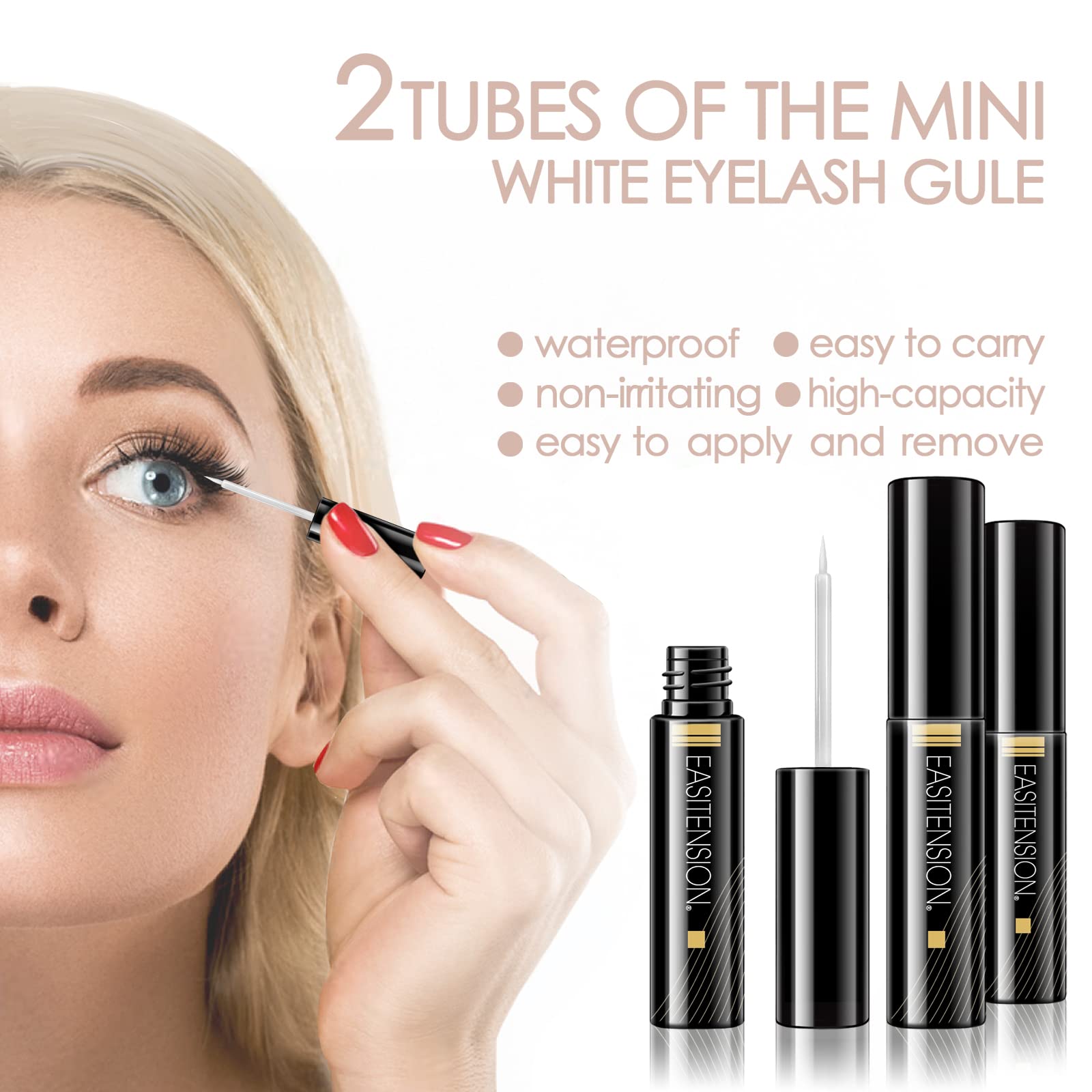 EASITENSION eyelash glue tube with low irritation for secure wear.