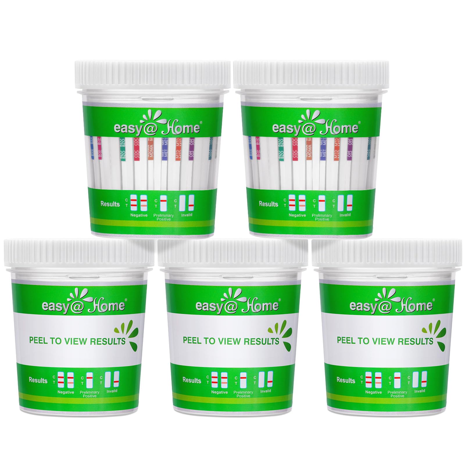 Front view of Easy@Home 14-panel drug test cup