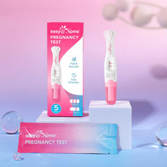 Box and 5-count Easy@Home pregnancy test sticks