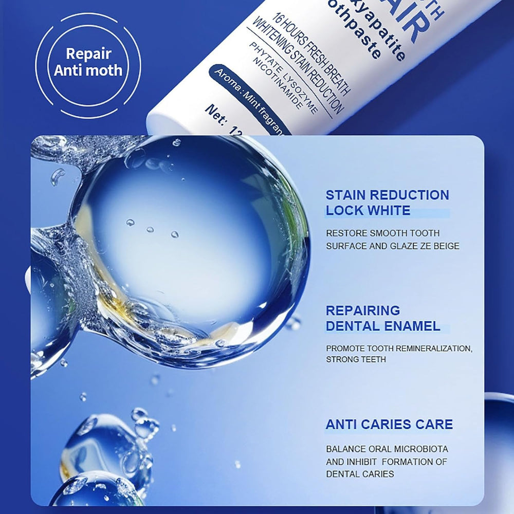 Easy brushing guide with hydroxyapatite toothpaste