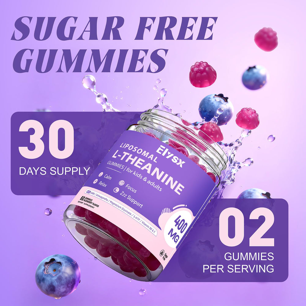 Easy to chew blueberry-flavored L-Theanine gummies