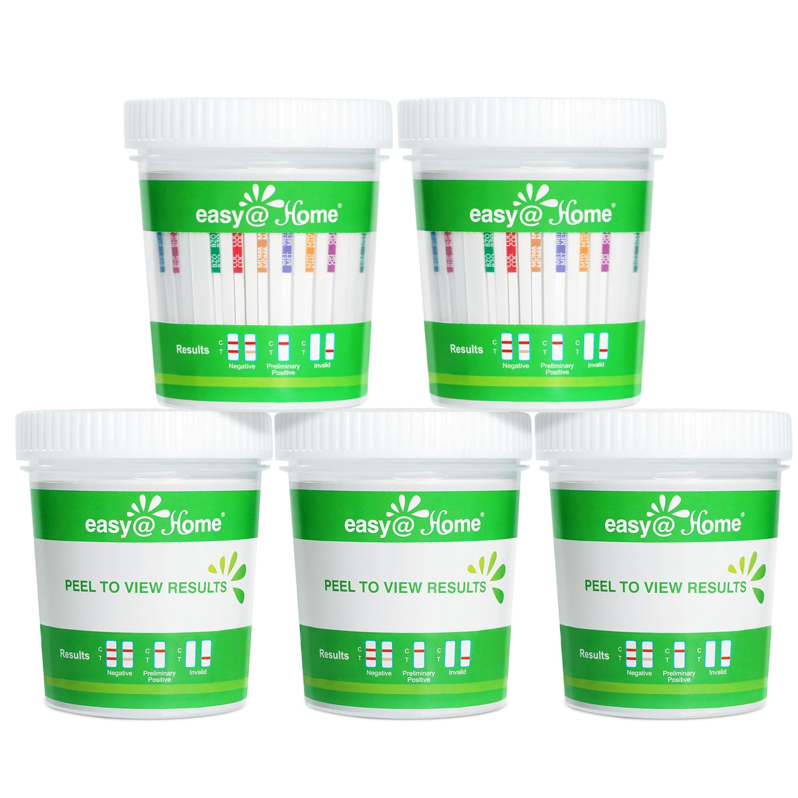 Front view of Easy@Home drug test cup and kit