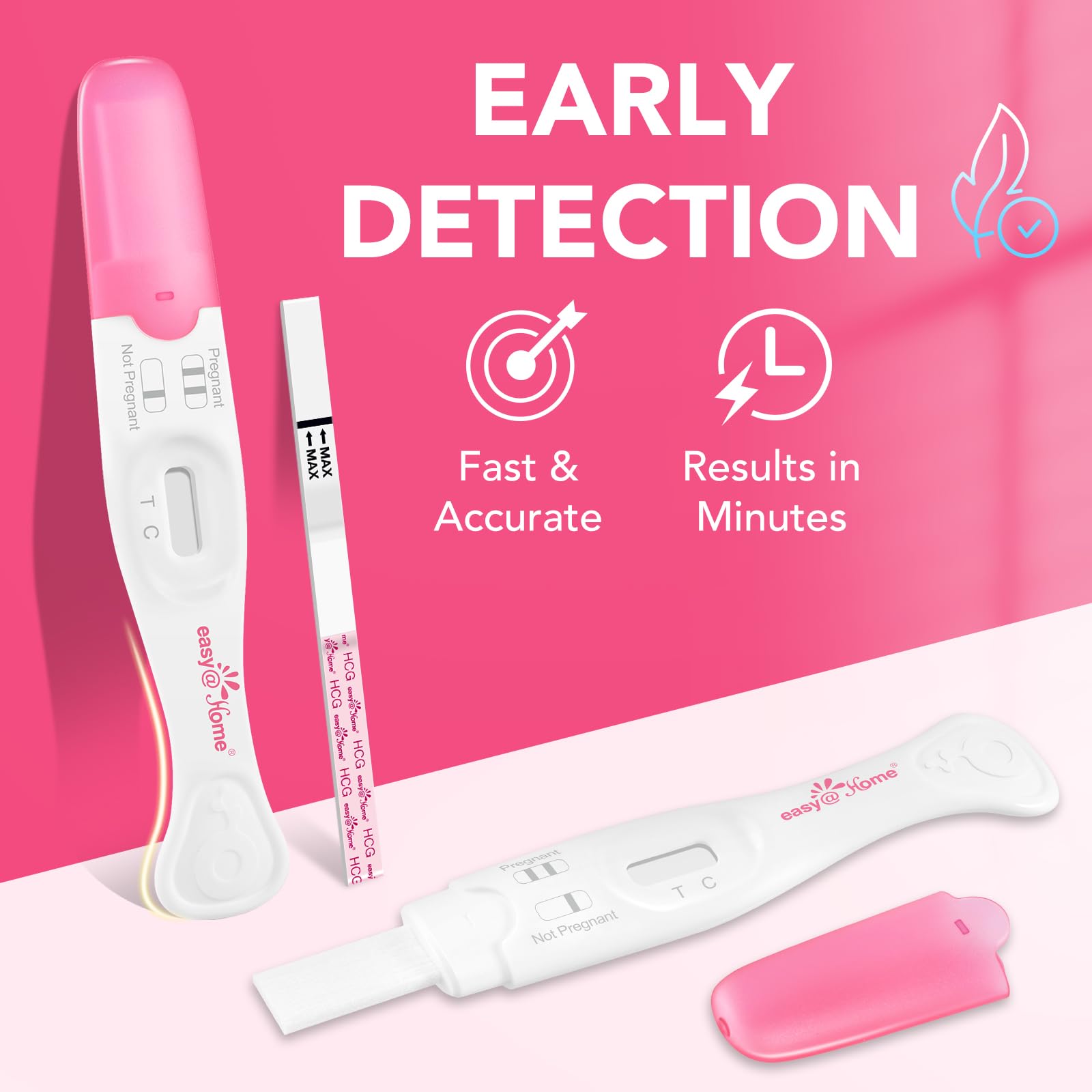 Three early-detection pregnancy test sticks