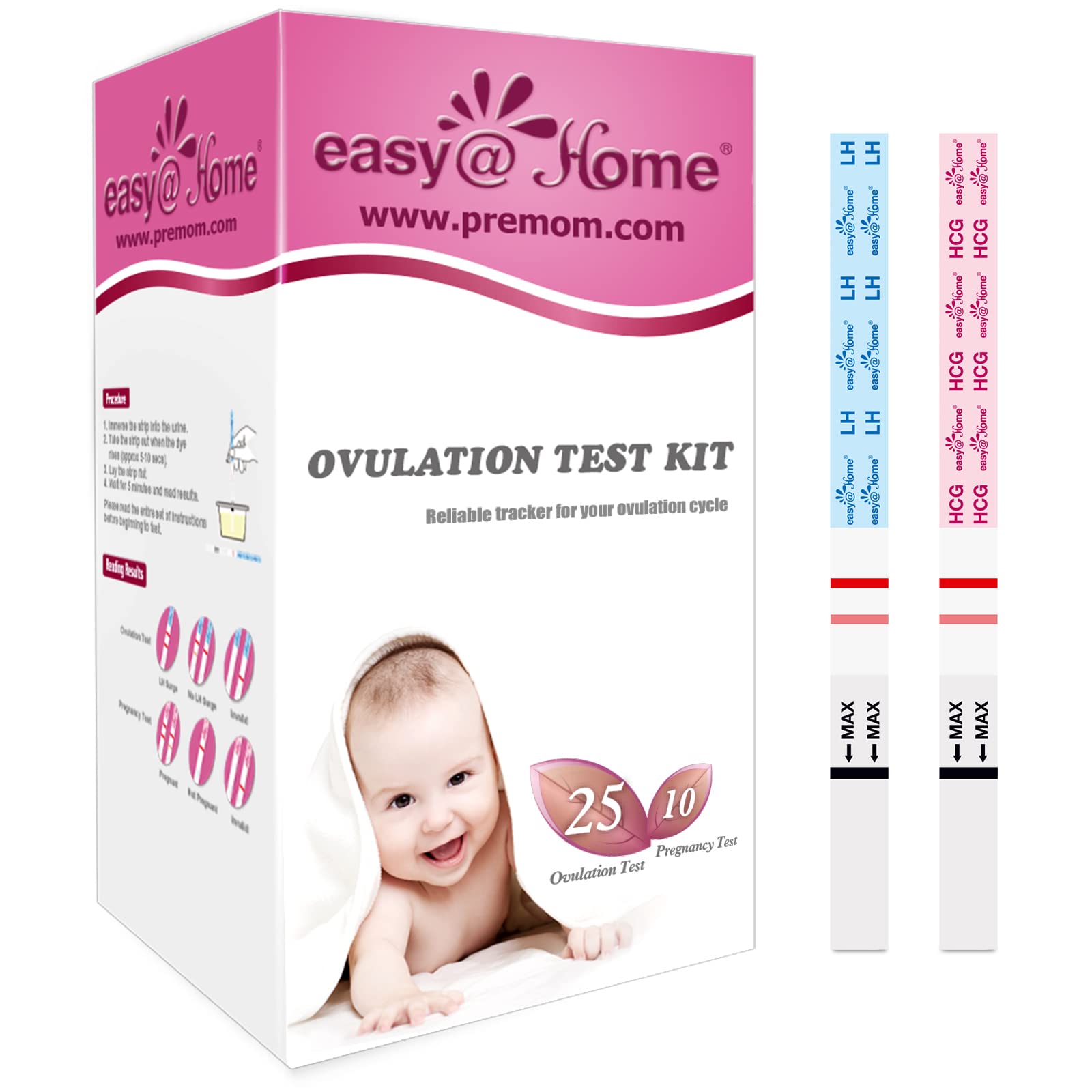 Easy@Home 25 ovulation strips and 10 pregnancy tests kit