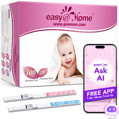 Easy@Home ovulation and pregnancy test strips combo kit box with 100 LH and 20 HCG