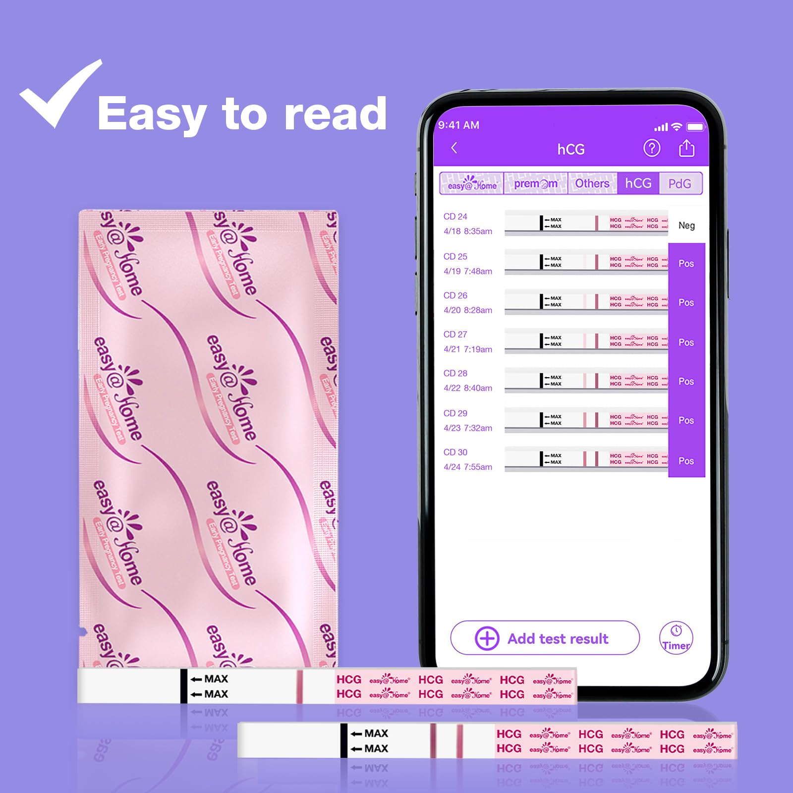 HCG detection as low as 25 mIU/mL for Easy@Home EZW1-S:50