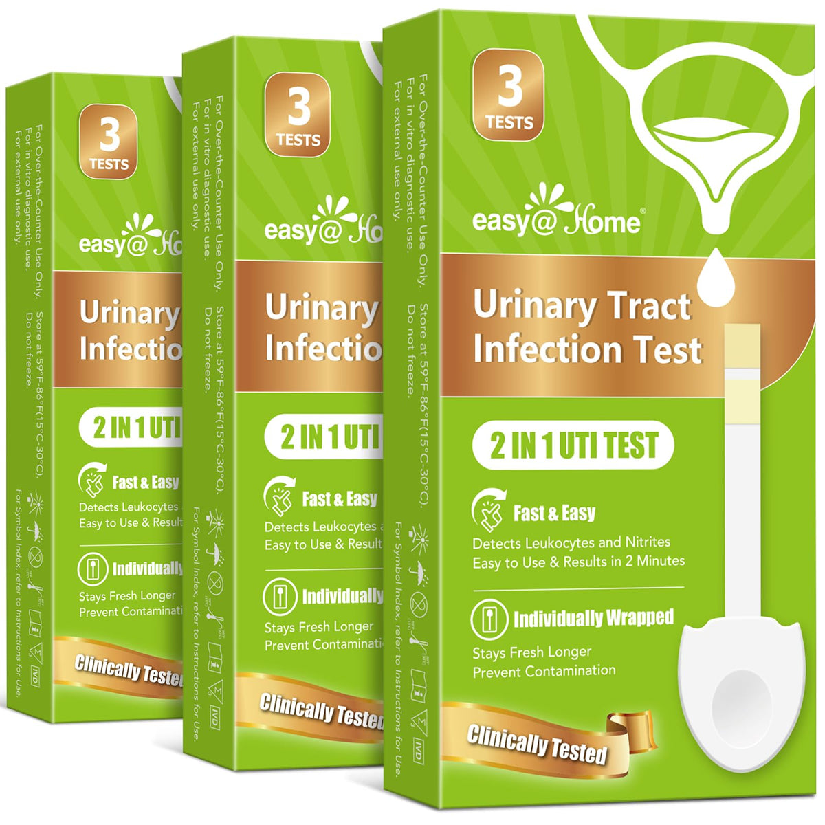 Front view of Easy@Home UTI Test Kit 9-pack