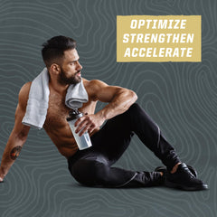 Glutamine powder stirred into a beverage