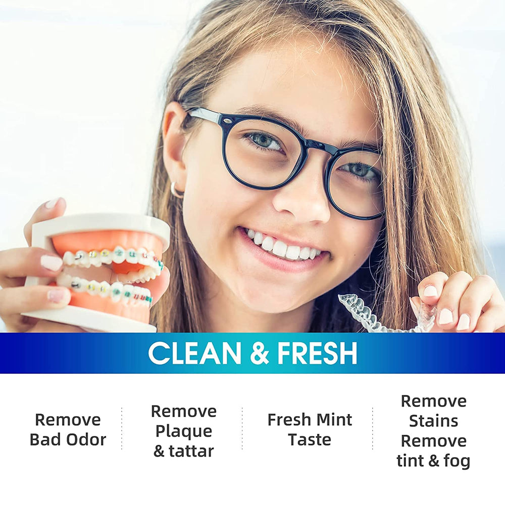 Soak/dissolve process for dentures using Y-Kelin cleaner