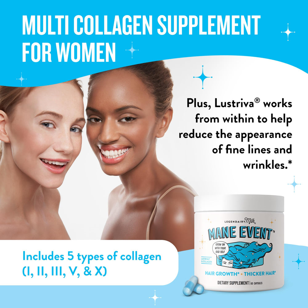 Easy-to-swallow capsules of Mane Event vitamins